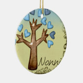 Nonni Heart Tree Blue Tan Keramisch Ornament (Rechts)