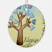 Nonni Heart Tree Blue Tan Keramisch Ornament (Links)