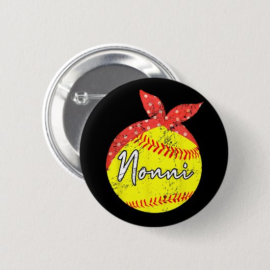 Nonni Softball Ball Moederdag Ronde Button 5,7 Cm (Voorkant /achterkant)