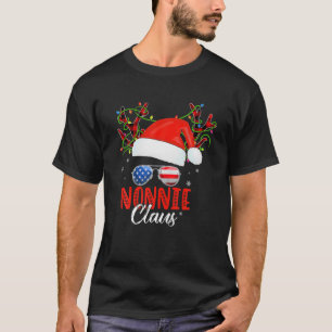 Nonnie Claus Reindeer Santa Messy Bun Kerstmis T-shirt