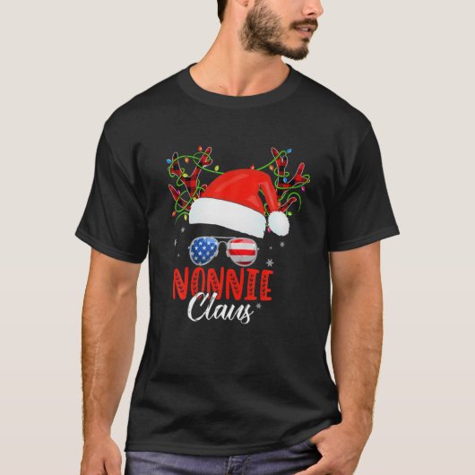 Nonnie Claus Reindeer Santa Messy Bun Kerstmis T-shirt (Voorkant)