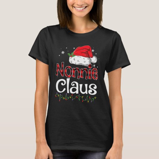 Nonnie Claus Santa Hat Red Pset Buffalo Kerstmis T-shirt (Voorkant)