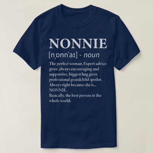 Nonnie Definition Grandma Funny Grandmoeder T-shirt (Design voorkant)