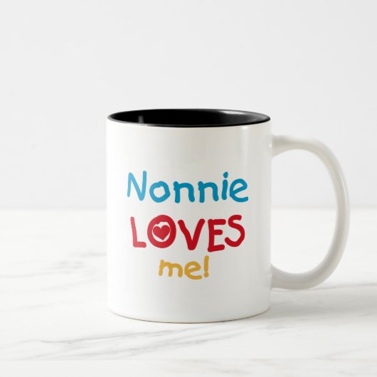 Nonnie Loves Me T-shirts en geschenken Tweekleurige Koffiemok (Rechts)