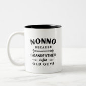 Nonno | Funny Grandfather is voor oude jongens Tweekleurige Koffiemok (Links)