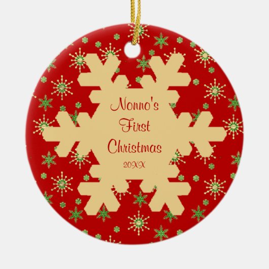 Nonno's eerste kerstkerstboomschildertje keramisch ornament (Voorkant)