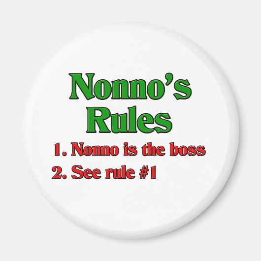 Nonno's (Italiaanse grootvader) Regels Magneet (Voorkant)