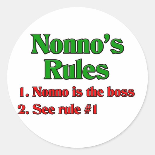 Nonno's (Italiaanse grootvader) Regels Ronde Sticker (Voorkant)