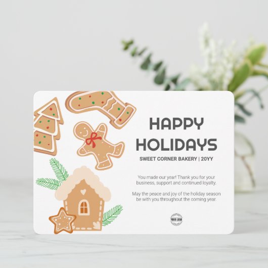 NonPhoto Bakkerij Gingerbread Dank u vakantie Kaar Kaart (Staand voorkant)