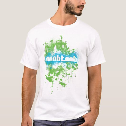 NooBTooB Grunge-BG White T-shirt (Voorkant)