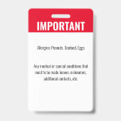 Noodallergie Identificatie Foto Kind Badge (Achterkant)