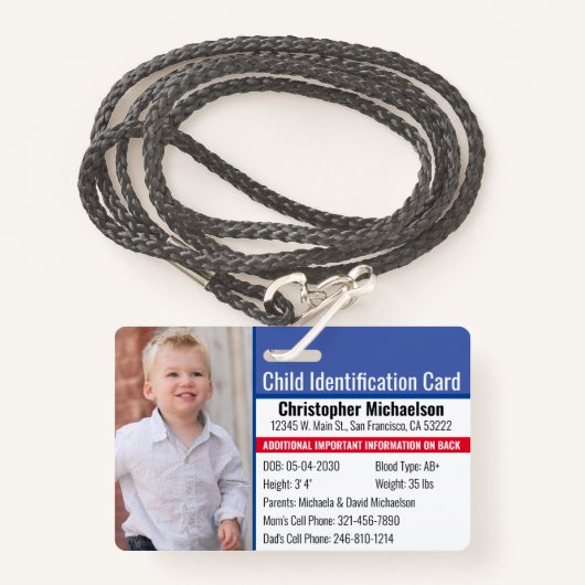 Noodallergische foto voor identificatie van kinder badge (Voorkant met draagriem)