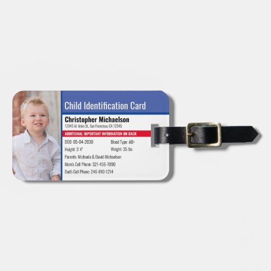 Noodallergische foto voor identificatie van kinder bagagelabel (Voorkant horizontaal)