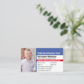 Noodallergische foto voor identificatie van kinder visitekaartje (Staand voorkant)