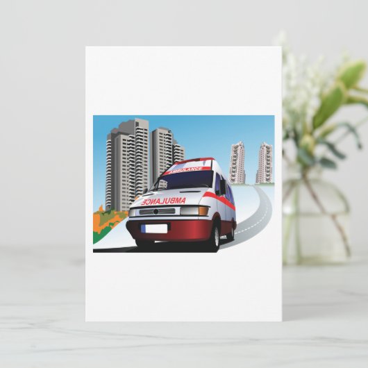 Noodambulance in CityScape Medical Rescue Kaart (Staand voorkant)