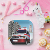Noodambulance in CityScape Medical Rescue Papieren Bordje (Feest)