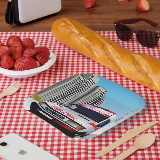 Noodambulance in CityScape Medical Rescue Papieren Bordje (Picknick)