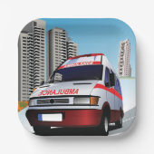 Noodambulance in CityScape Medical Rescue Papieren Bordje (Voorkant)