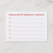 noodbericht huisdier afsprakenkaartje (Achterkant)