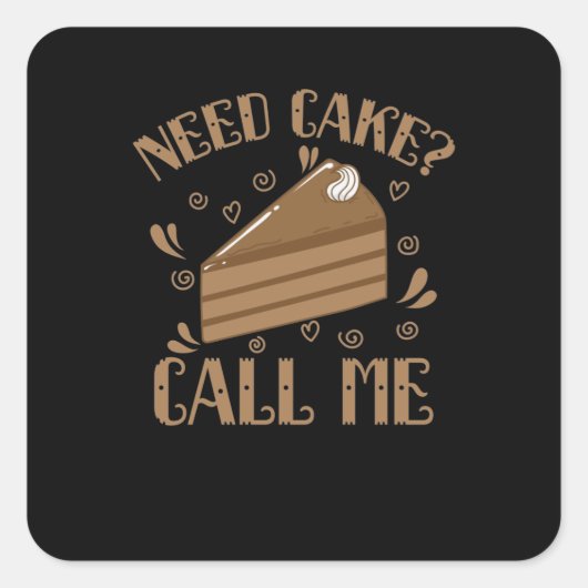 NoodCake Call Me Kuchen backen Konditorei Vierkante Sticker (Voorkant)