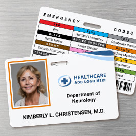 Noodcodes Identificatiebadge met foto voor ziekenh Badge