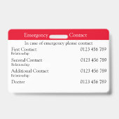 Noodcontact Badge (Achterkant)