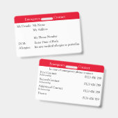 Noodcontact Badge (Voor- en achterkant)