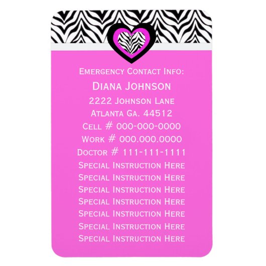 Noodcontact: Zebra Babysitter Premium Magnet Magneet (Verticaal)