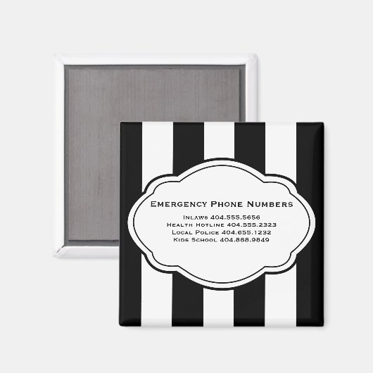  noodcontactnummers magneet (Voorkant / Achterkant)