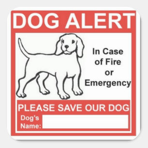 Nooddiensten Dog Alert Vierkante Sticker