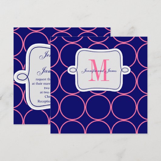 Noodhedendaagse bruiloft Uitnodiging Monogram mari (Voorkant / Achterkant)