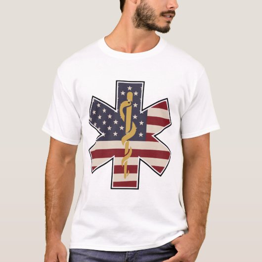 Noodhulp van medisch personeel: Amerikaanse vlag - T-shirt (Voorkant)