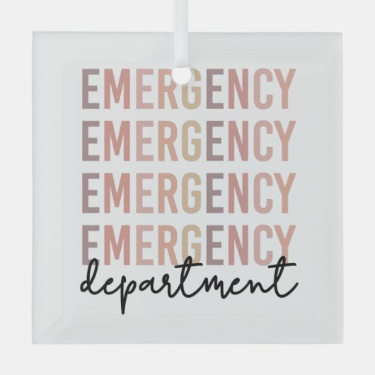 Noodhulpafdeling | ER Zuster | ER Tech Glas Ornament (Voorkant)