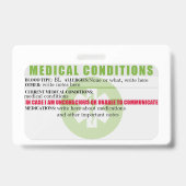 NoodID Medische kaart Badge (Achterkant)