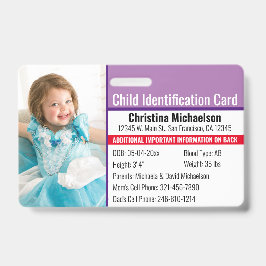 Noodidentificatie Allergie Foto Kind ID Badge