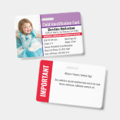 Noodidentificatie Allergie Foto Kind ID Badge (Voor- en achterkant)