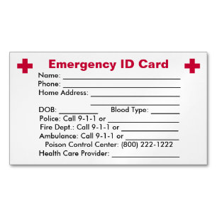 Noodidentiteitskaart Magnet Magnetisch Visitekaartje