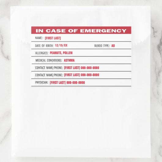 Noodinformatie voeg tekst toe Sticker (Tas)