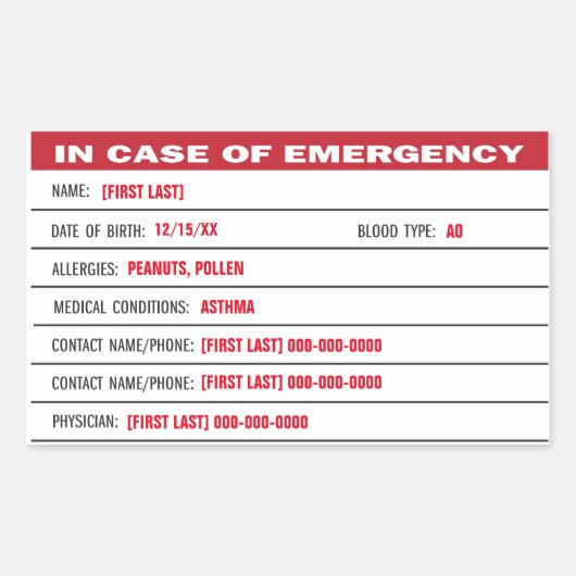 Noodinformatie voeg tekst toe Sticker (Voorkant)