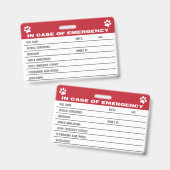 Noodkaart Medische Informatie Hond Badge (Voor- en achterkant)