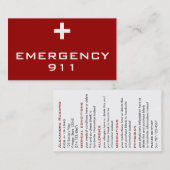 Noodkaarten voor medische ID Visitekaartje (Voorkant / Achterkant)