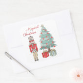 Noodkraker, kerstboom en cadeaus vierkante sticker (Envelop)