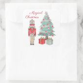 Noodkraker, kerstboom en cadeaus vierkante sticker (Tas)