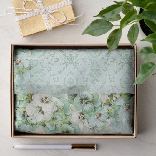 noodkreukeling Floral achtergrond groen Tissuepapier (Geschenk)