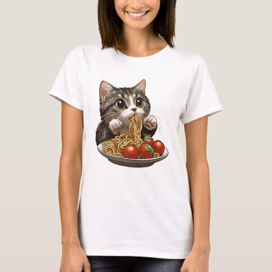 Noodle Cat, Spaghetti Cat T-shirt (Voorkant)