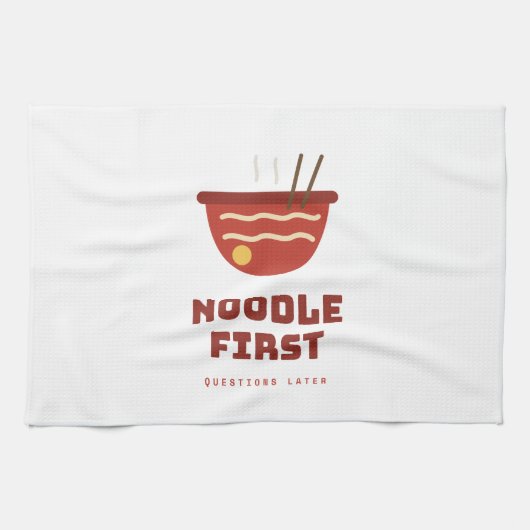 Noodle eerst, vragen later, grappige keukendoek theedoek (Horizontaal)