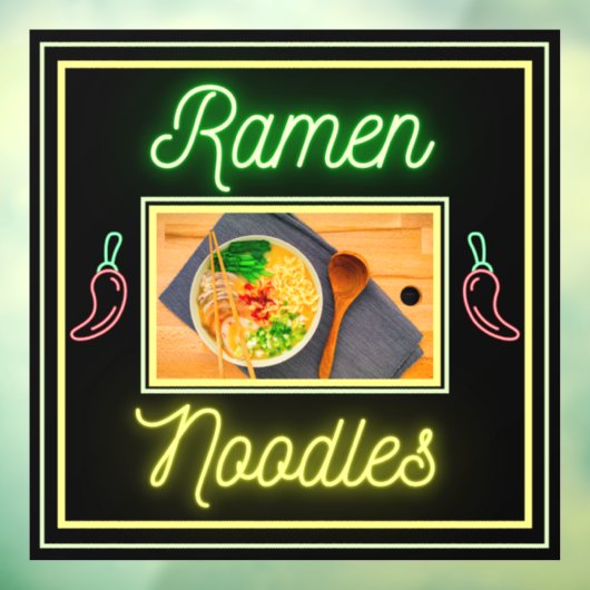 Noodle Restaurant Noodle Bowl Afbeelding Voorzijde Raamsticker (Vel 3)