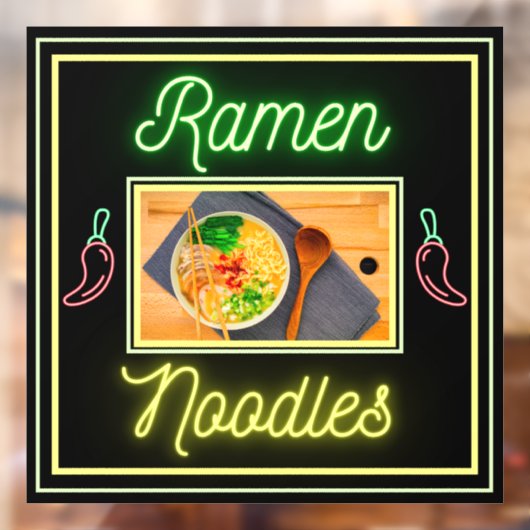 Noodle Restaurant Noodle Bowl Afbeelding Voorzijde Raamsticker (Vel 2)