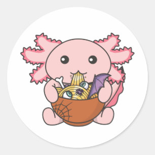 Noodles Japans noedels Halloween Axolotl Ramen Ronde Sticker
