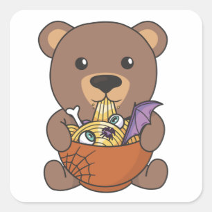 Noodles Japans noedles Halloween Beer Eats Ramen Vierkante Sticker
